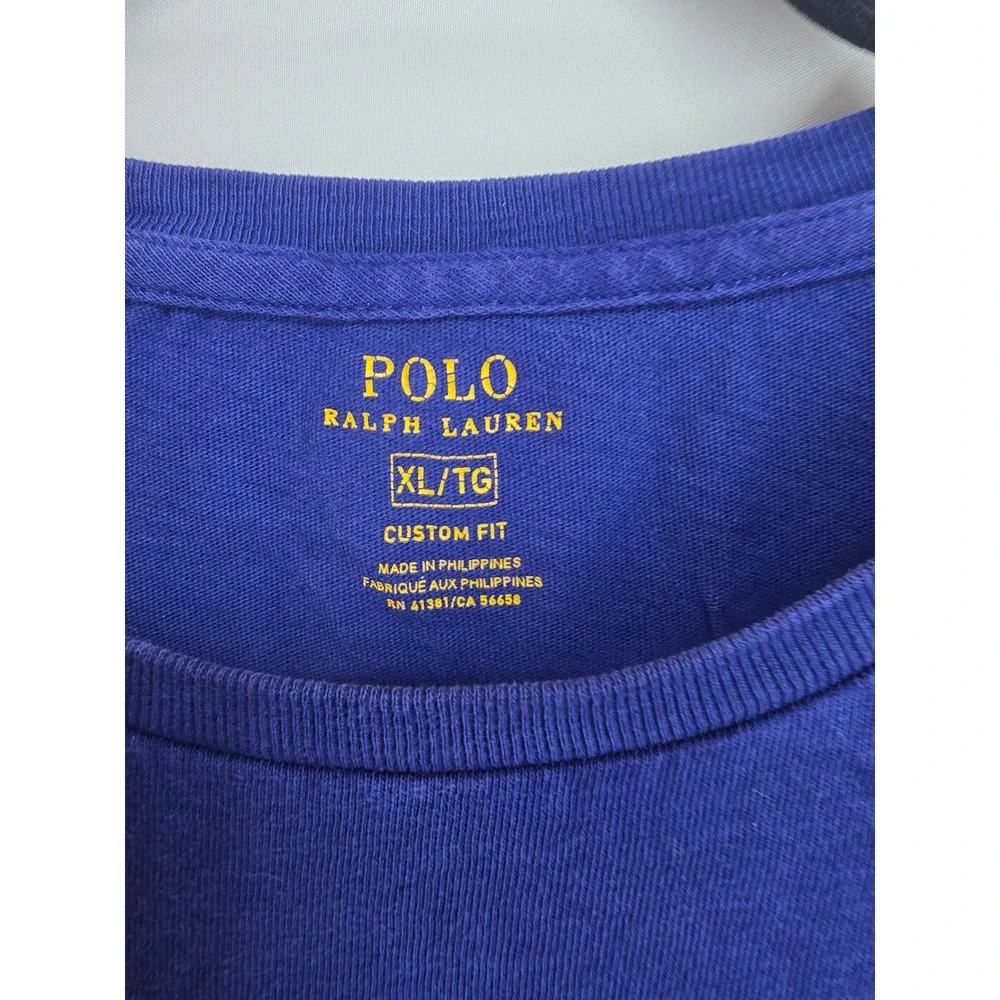 Polo Ralph Lauren Mens XL Custom Fit Navy Blue‎ T-Shirt Red Applique Logo Tee